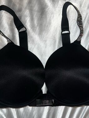 Victoria's Secret Black Padded Bra with Rhinestone Detail